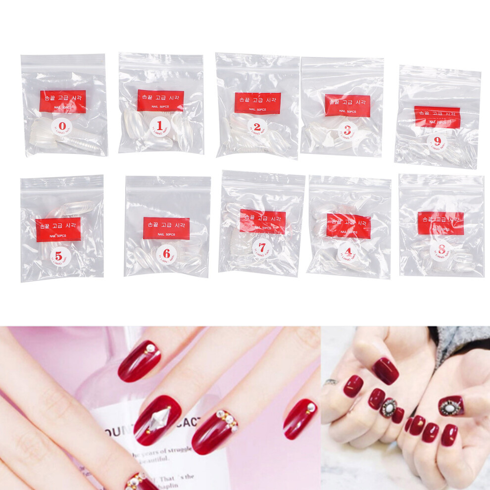 500Pcs Short Oval Clear False Nails for Women DIY Manicure & Salon Nail Tips