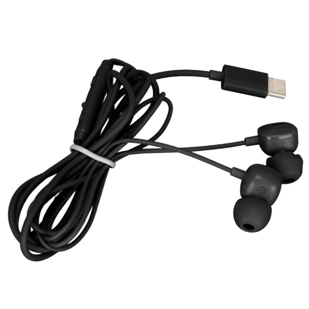 Noise Cancelling Type C Earphones Phone Earbuds With Volume Control Black 8121357421170