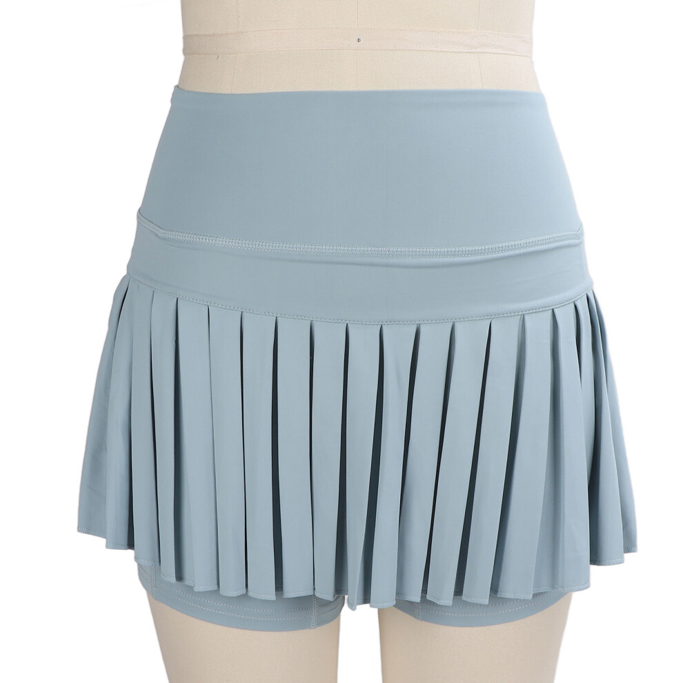 Light Blue Pleated Sports Skirt for Girls & Women, Breathable & Stretchy