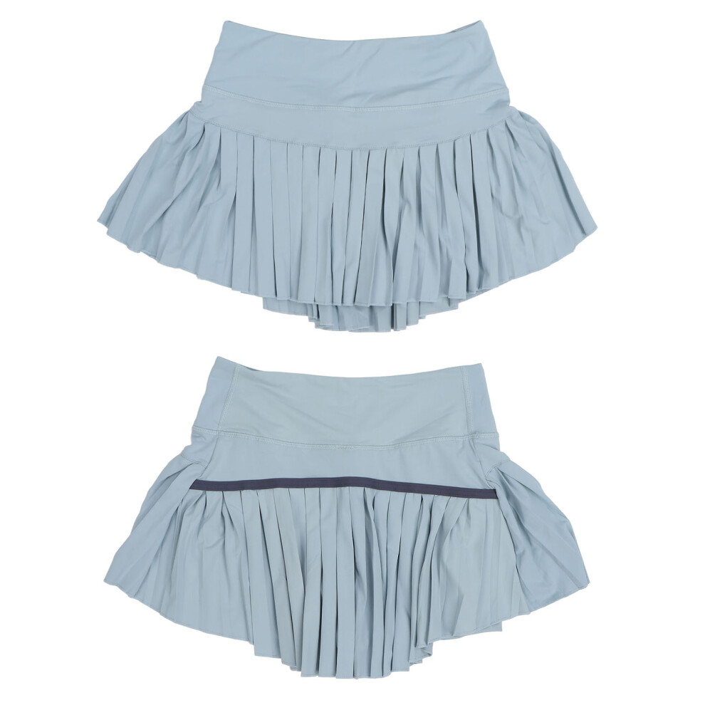 Light Blue Breathable Stretchy Pleated Sport Skirt with Pockets for Girls Women L