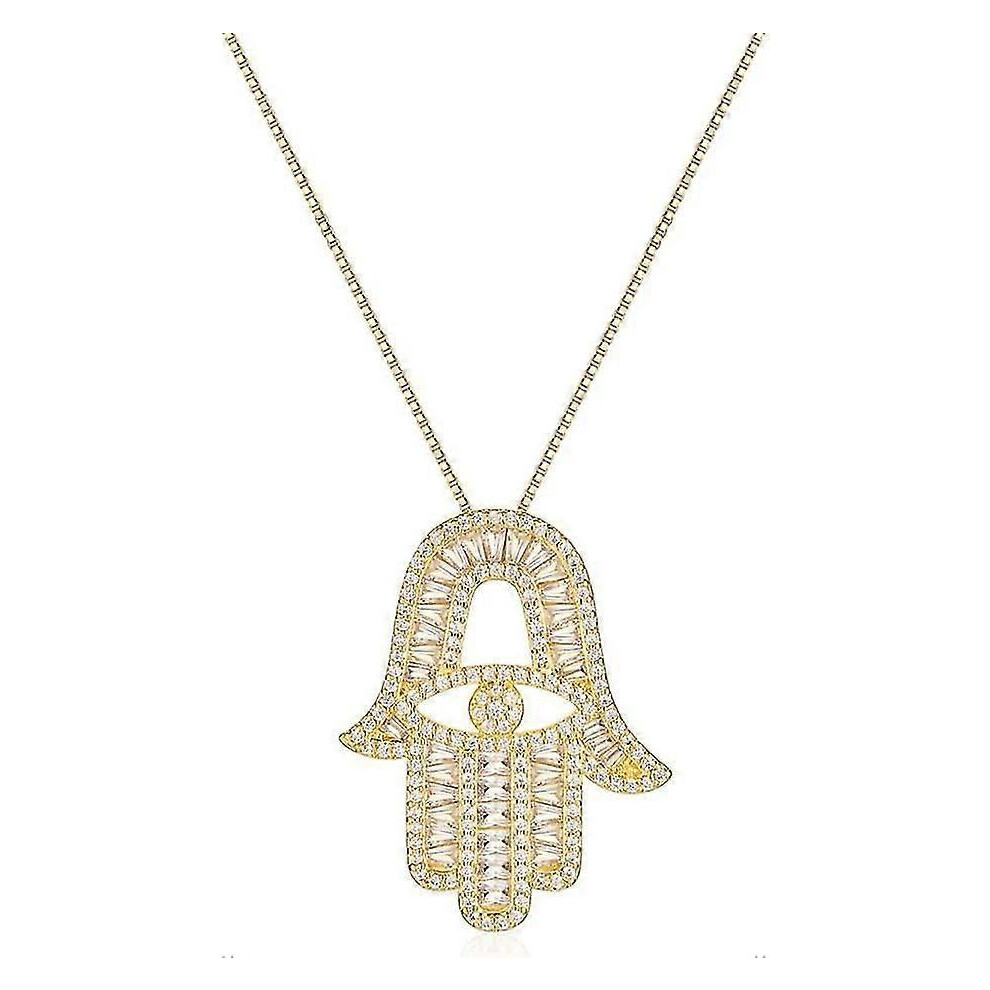 Kikidex (As Show, One Size) Evil Eye Hamsa Necklace For Women Hamsa Hand Necklace Good Luck Charm Fatima 14K Hamsa Hand Pendan Gold