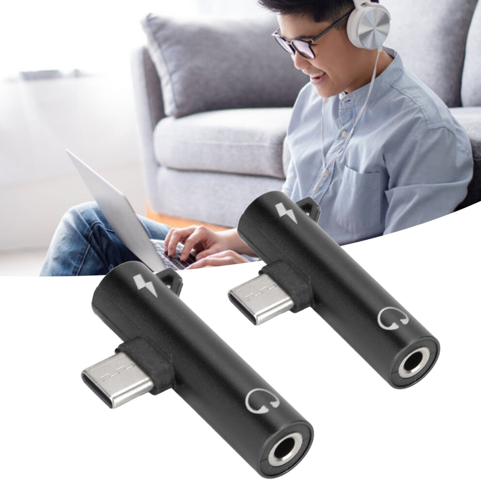 Usb C To 3.5Mm Audio & Charging Splitter Adapter 2 In 1 For Phone Tablet Black 6921357422915