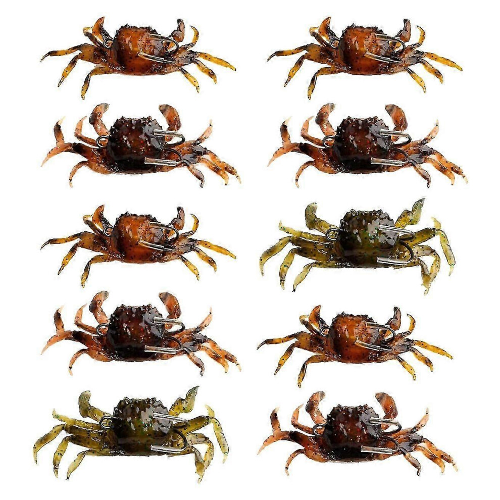 Kikidex (As Show, One Size) 10Pcs Artificial Crab Baits 3D Simulation Crab Lures With Sharp Hooks Sea Fishing Crab Bait Traps Fi