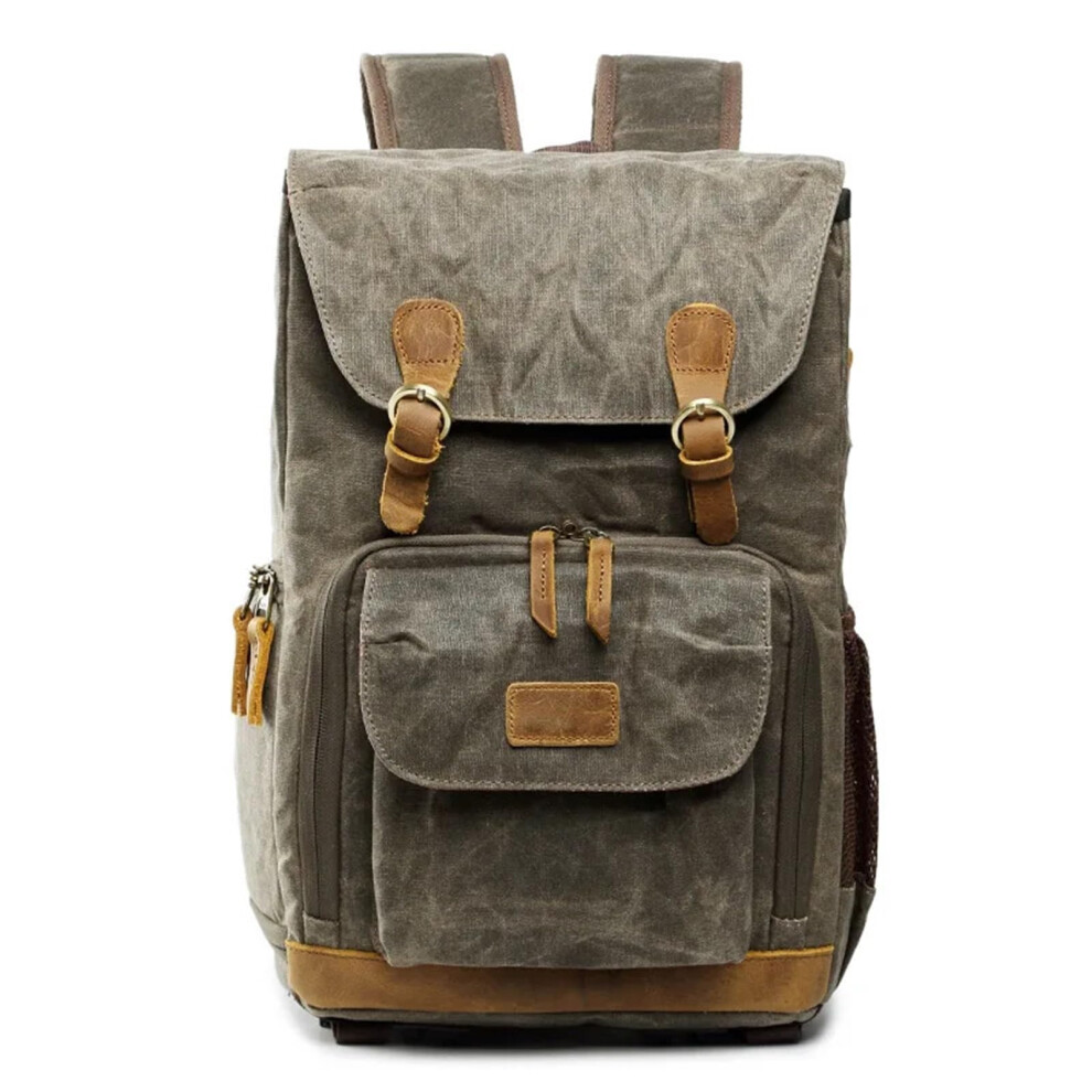 Waterproof Camera Bag Backpack Batik Canvas Large Capacity Camera Lens Case For Dslr/Slr Camera 15-Inch Laptop Brown 9354506652050