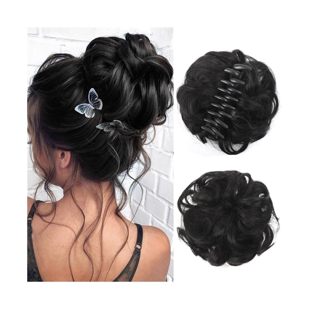Unisex Bun Hair Piece Synthetic Chignon Clip-In Messy Bun Claw Clip Set Of 2