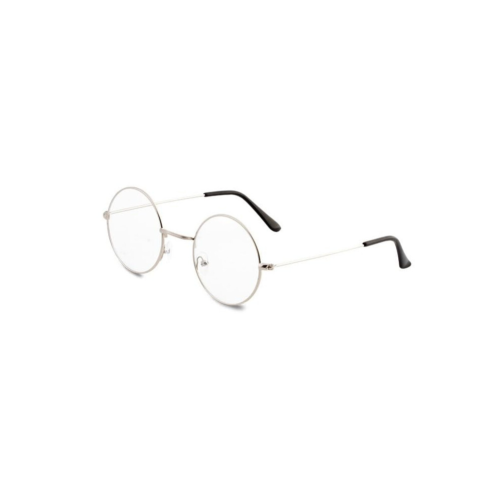 Blue/Light Retro Round Anti Reading Glasses Anti Glare Presbyopic Computer Readers Hd Flat Mirror Silver +200