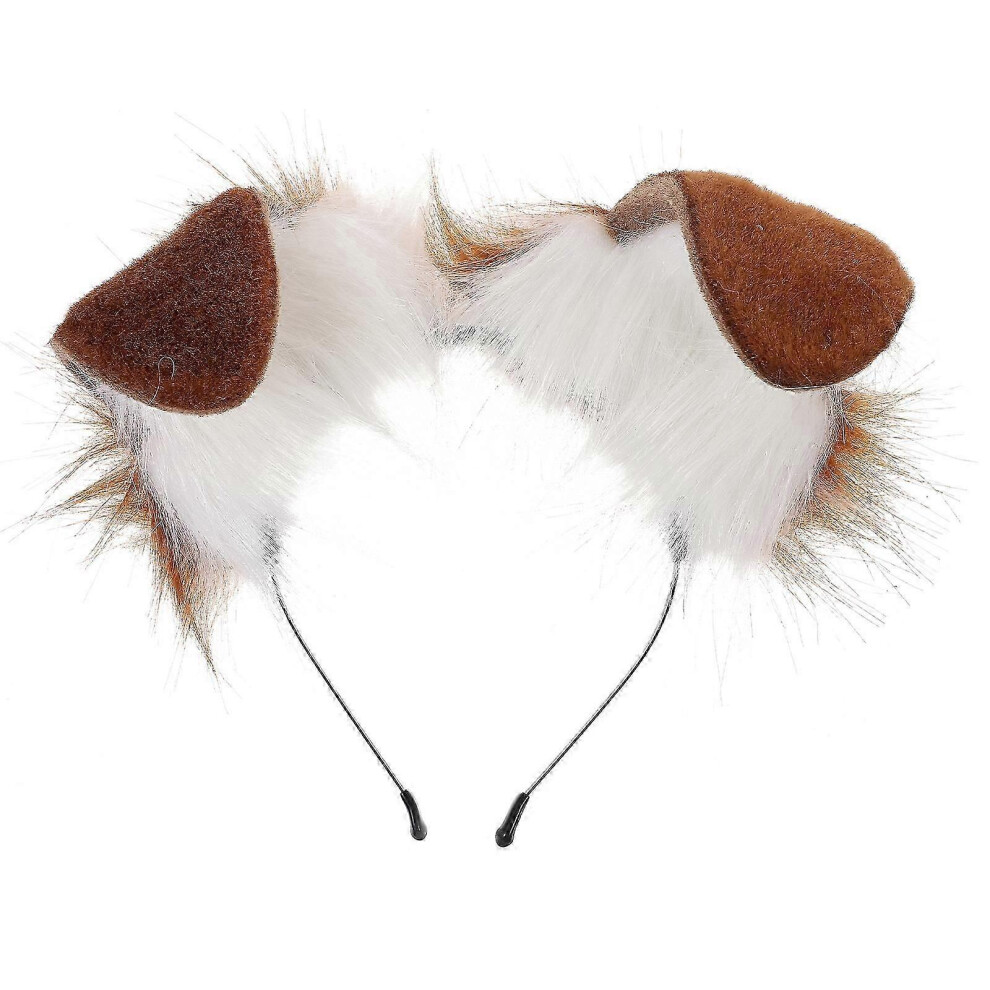 Kikidex (As Show, One Size) Dog Fold Ears Headband Cosplay Dog Ears Headband Plush Animal Ear Headbands For Women