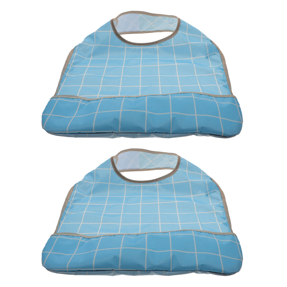 2Pcs Adult Waterproof Bib Blue Tpu Polyester Reusable Eating Apron 014230202226