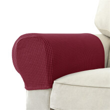 Fabric Chair Arm Cover Sofa Armrest Covers For Home-Burgundy