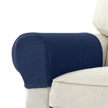 Set Of 2 Elegant Stretch Chair Arm Protectors-Navy blue