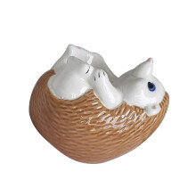 Cute Hedgehog Shape Ceramic Eggs Cup Multifunction-Brown