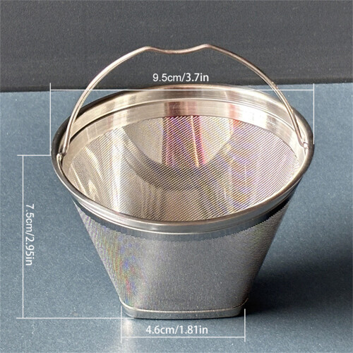 304 Stainless Steel Cone Coffee Filter Mesh Replacement Part-L 2