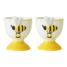 2Pcs Ceramic Eggs Cup With Embossed Insect Design Spring-A