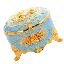 Handcrafted Enamel Trinket Box Vintage Jewelry-Sky Blue.