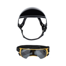 Comfortable Dog Sports Helmet Goggles Set with Shock-Gold