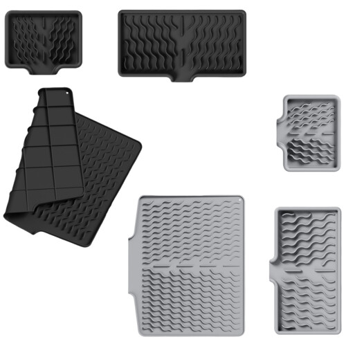 Sloped Silicone Sink Mat For Quick Drying Nonslip-Black 3 2