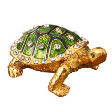 Boîte de rangement en métal en forme de tortue élégante,-Vert