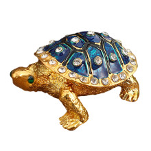 Vintage Metal Turtles Decorative Jewelry Storage Box-Blue