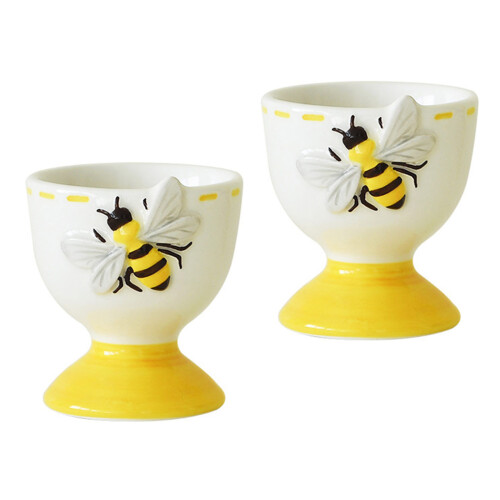 2Pcs Embossed Ceramic Eggs Holder Cup Spring Parties Home-B