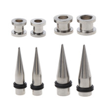 2 Pairs Personality Steel Ear Eyelets Tapers and Tunnels Ear