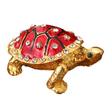 Klassische europäische Metallschildkröten-Schmuckschatulle,-Rot