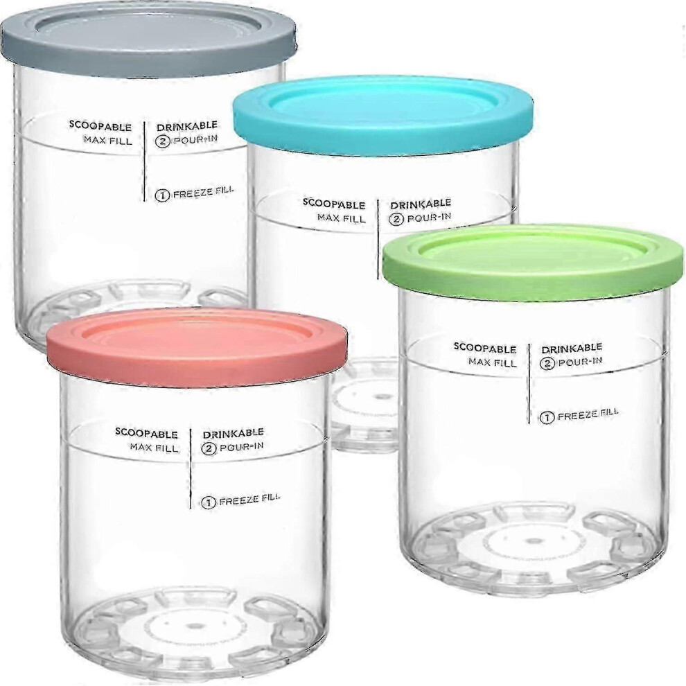 Kikidex (As Show, One Size) For Ninja I Deluxe Pints And Lids, 4Pcs Replacement Pints And Lids Compatible With Ninja Nc501 Nc500 Series Ice Maker Cream