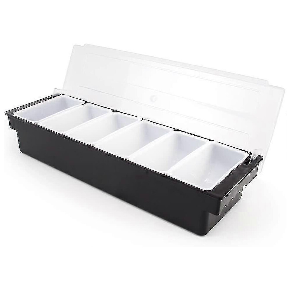 Kikidex (As Show, One Size) Bar Top Food & Condiment Dispenser: 6-Tray Garnish Station With Lid For Bartending And Serving