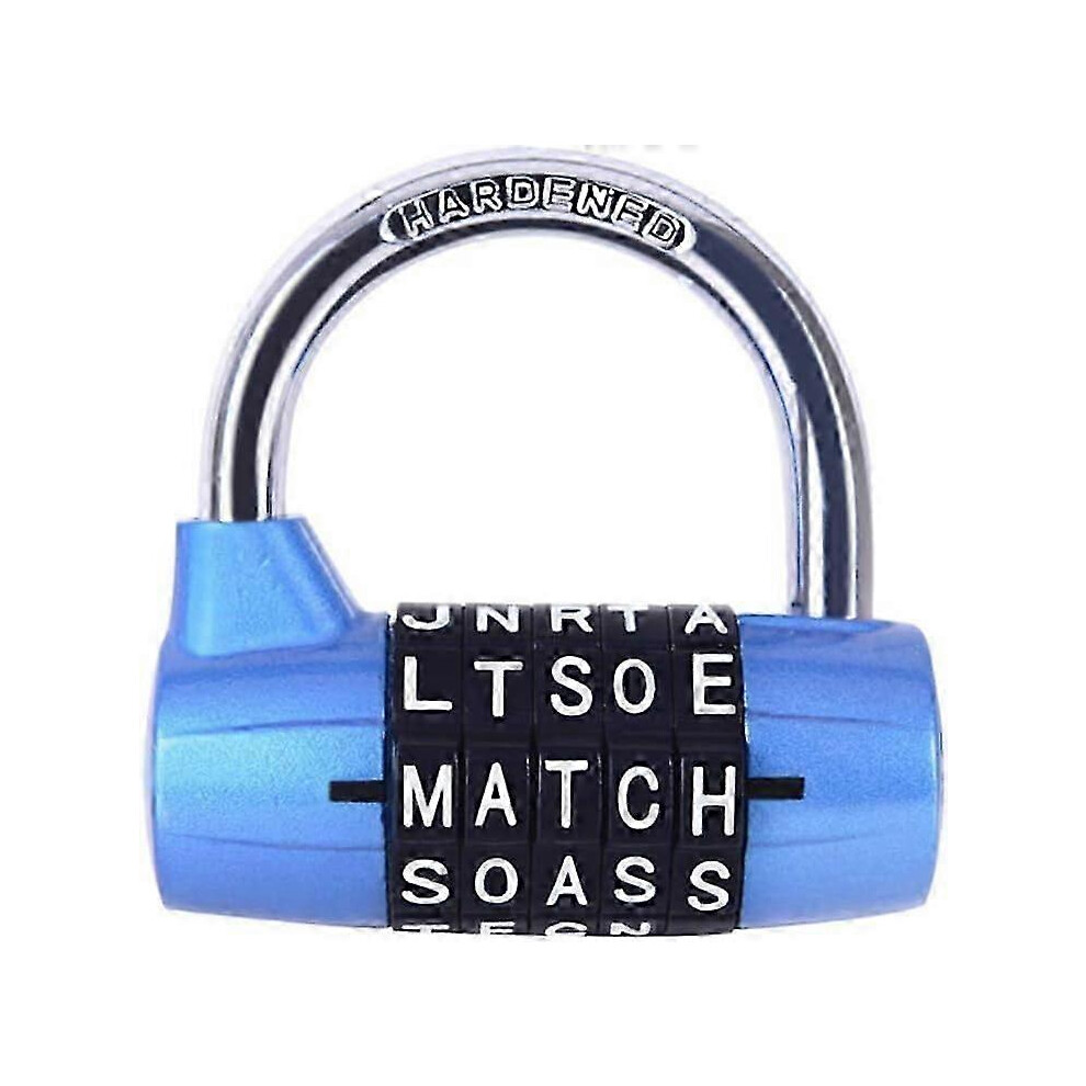 Kikidex (As Show, One Size) 5 Letter Combination Lock, Directional Lock, Padlock Letter Code, Word Lock Combination Lock (Blue)_A Blue
