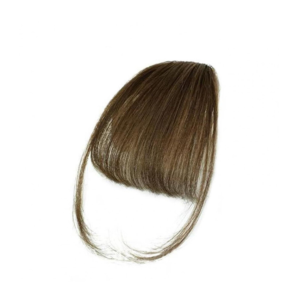 Clip in Bangs Real Human Hair Natural Bangs 4.5 Inch Light Brown Fringe With Temples Clip On Hairpiece For Women