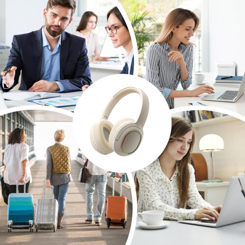 Wireless Headset For Computer And Phone Ergonomic Fit Foldable Over-Ear Earpiece Khaki 2
