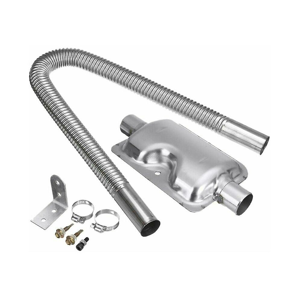 Kikidex (As Show, One Size) Crude Oil Engine Air Heater 60Cm Stainless Steel Exhaust Pipe And 24Mm Muffler Kit For Car Heater Accessories Silver