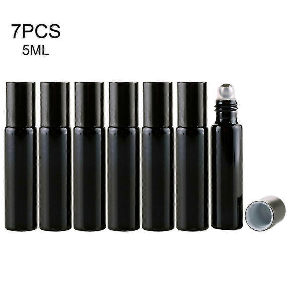 Kikidex (5Ml, Golden) 7Pcs Refillable Perfume Bottle Glass Essential Oil Roller Bottles Portable Lightweight Empty Roll On Bottle For Travel 5Ml