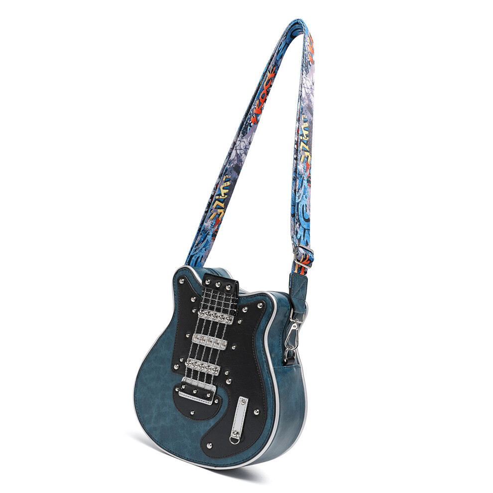 Medium Guitar Inspired PU Leather Crossbody Bag with-Blue-image-OPC-PMPCXJR-NEW