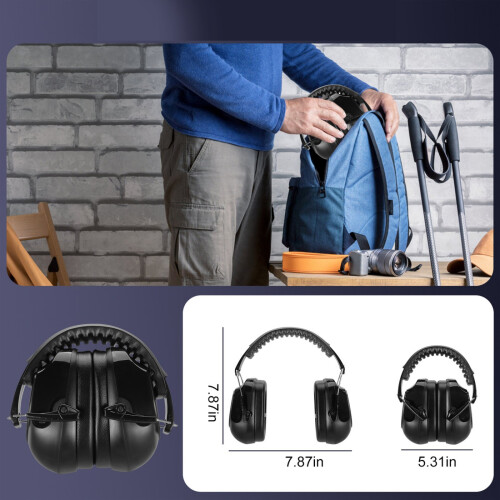 Adjsutable Noise Reduction Earmuffs 34dB Noise Cancelling-Black 2