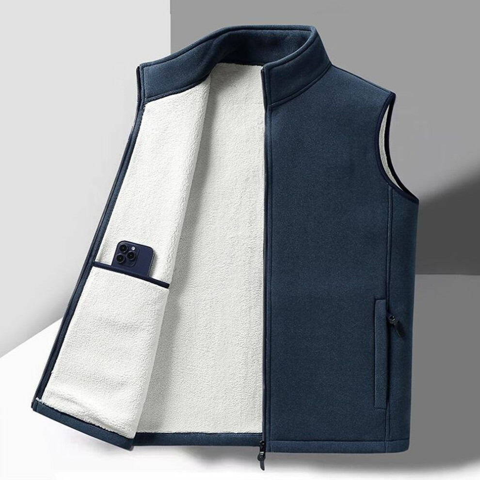 (XXXXL, blue) Autumn And Winter Men's Warm Waistcoat Fleece Vest Men's Lamb Cashmere Warm Sleeveless Coat Men's Vest-image-OPC-PMPCY68-NEW