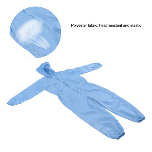 Universal Polyester Anti Static Coverall with Hood, Dustproof, Blue S 2