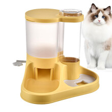 Automatic Feeder and Water Dispenser Kit 2-In-1 Pet Feeder, Transparent Feeding Tool, Yellow, For Cats and Dogs