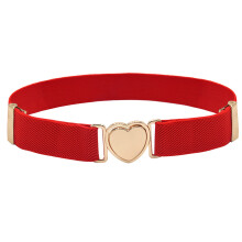 Heart Shaped Buckle Waistband Adjustable Dress Waistbelt-Red