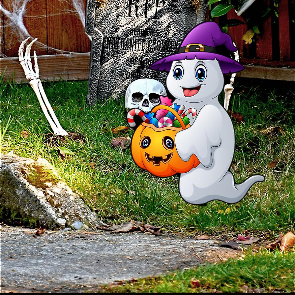 Kikidex (As Show, One Size) Scary Acrylic Halloween Sign With Stakes, Waterproof Halloween Lawn Decoration.