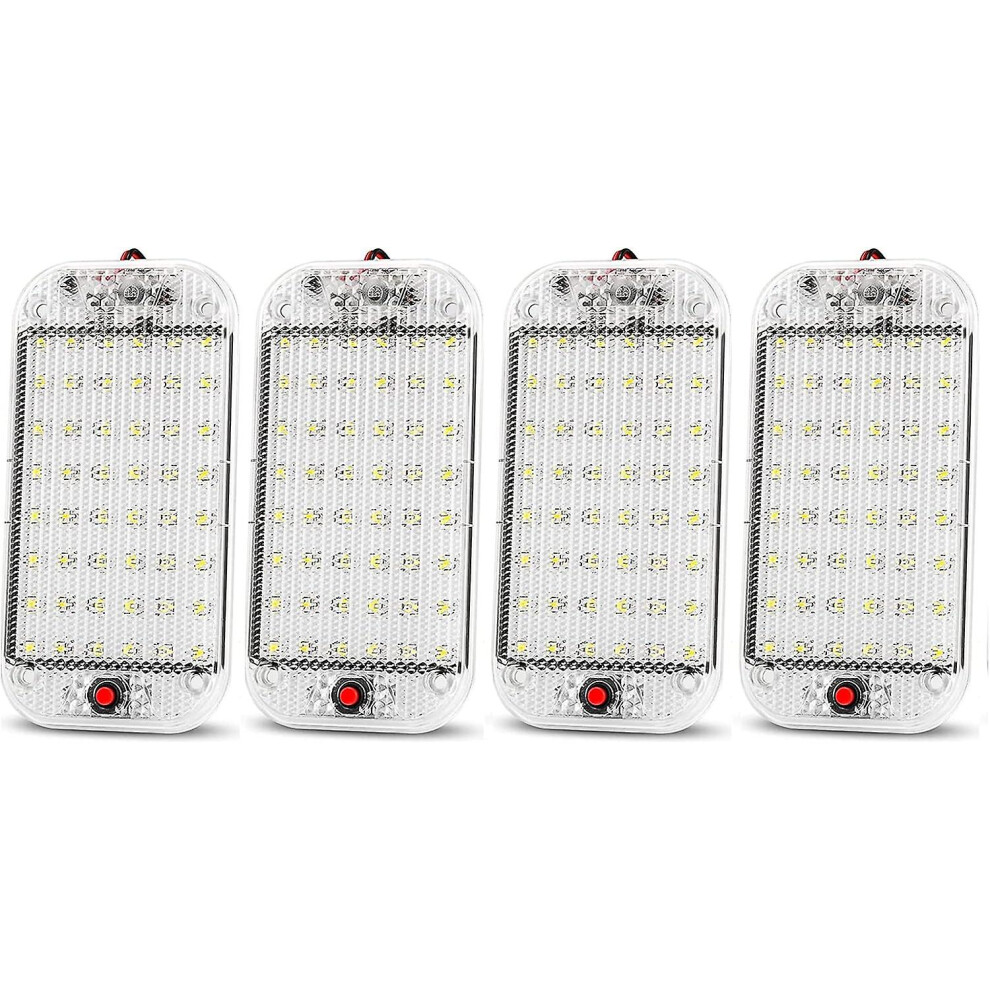 Kikidex (As Show, One Size) Pack Led Interior Dome Lights 10W 48 Leds Universal Car Roof Top Reading Lamp With On/Off Switch For Dc 12V-85V