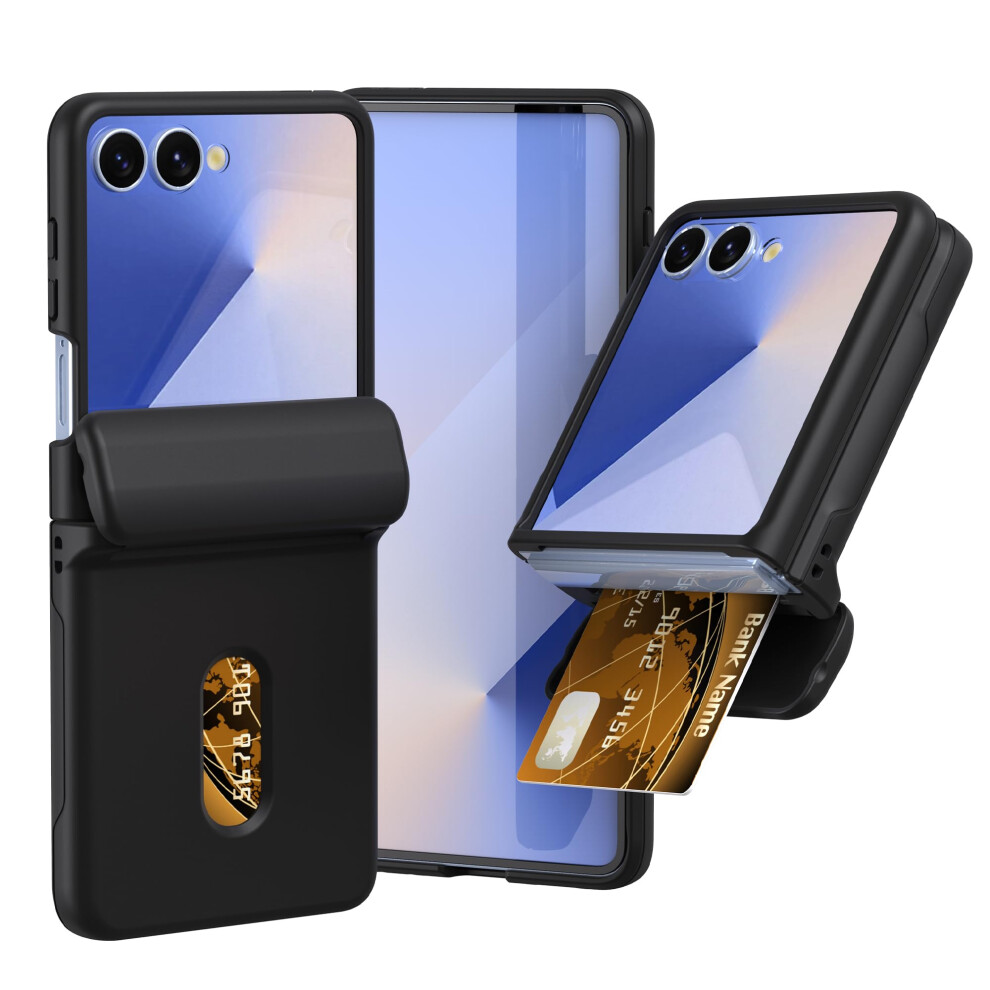 Case For Samsung Galaxy Z Flip 7 With Card Slots Ultra Thin Pc Cover Shockproof Tpu Metal Strip Hinge Protection Bumper Black 9067246470098