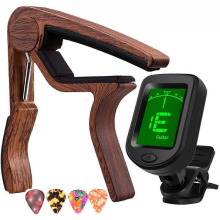 Capo Gitaar Capo Palissander Capo met Gitaar Tuner Clip-On Tuner voor akoestische gitaar