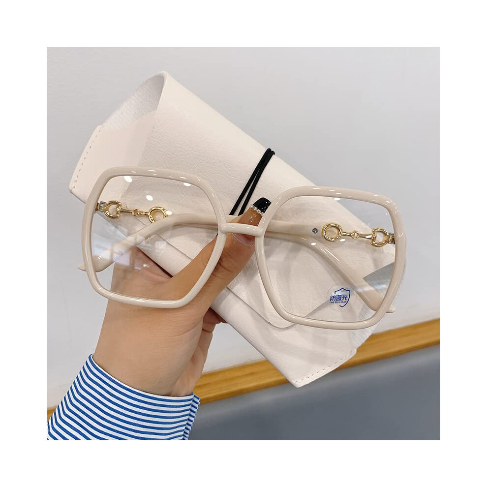 Blue/Light/White Oversized Reading Glasses Women Extra Large Square Blocking Anti Glare Diopter +3.00