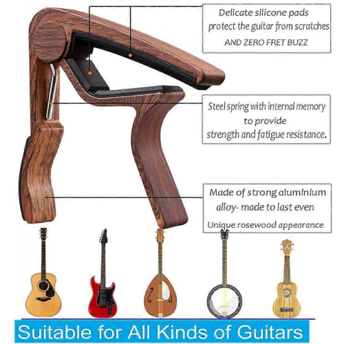 Capo Guitar Capo Capo από ξύλο τριανταφυλλιάς με κουρδιστήρι κιθάρας Κουρδιστήρι με 2