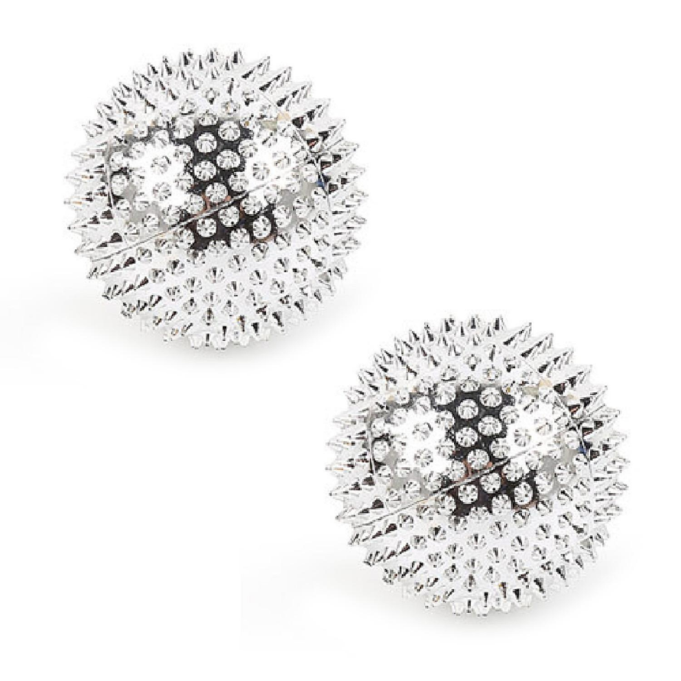 Silver 2Pcs Massage Ball With Needles-Acupressure Active Massager Spiky Hard Massaging Tool For Hand Foot