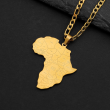 Anniyo Africa Map & Country Name Pendant Necklaces for Women Men African Maps Jewelry Nigeria Congo Ghana Sudan Somalia