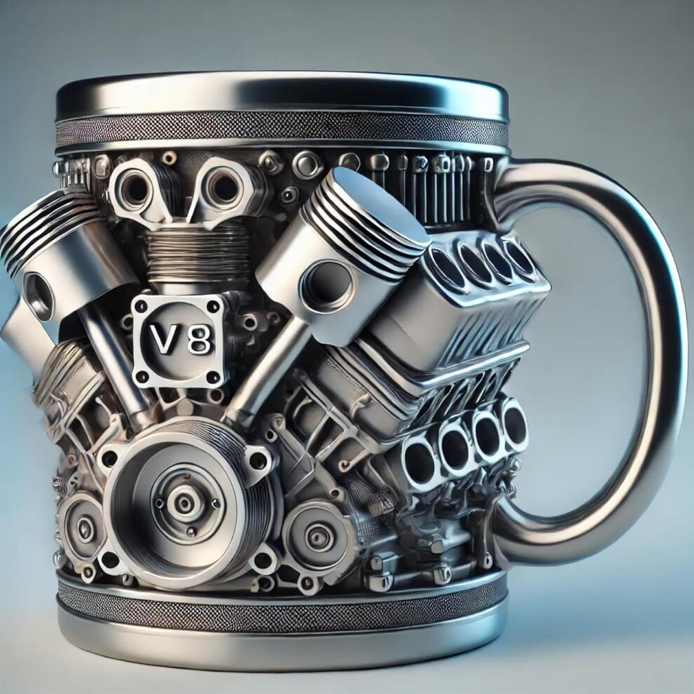 V8 Engines Stainless Steel Cup Personalized 3D Engine Mug, V8 & V6 Engine-Shaped Coffee Mug For Car Enthusiasts 9105992874705