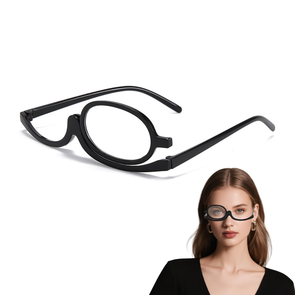 Makeup Reading Glasses For Women +3.5 Magnification Rotatable Flip-Up Single Lens Lightweight Hands-Free Makeup Magnifier