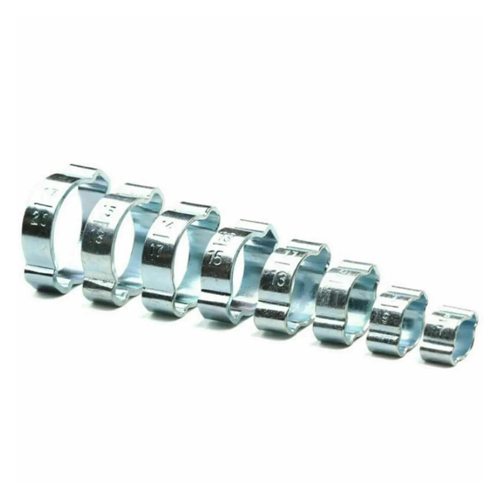 Double Ear Clamp 80Pcs Stainless Steel Hose Clamps O Clip Crimp Clip Cinch Clamp Ring For Air Water Petrol Silicone Hose 9339159948811