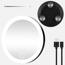 10 cm 30-kertainen suurentava peili pinseteillä, kannettava matkakäyttöön tarkoitettu LED-meikkipeili, jossa on 3 imukuppia, ladattava, himm